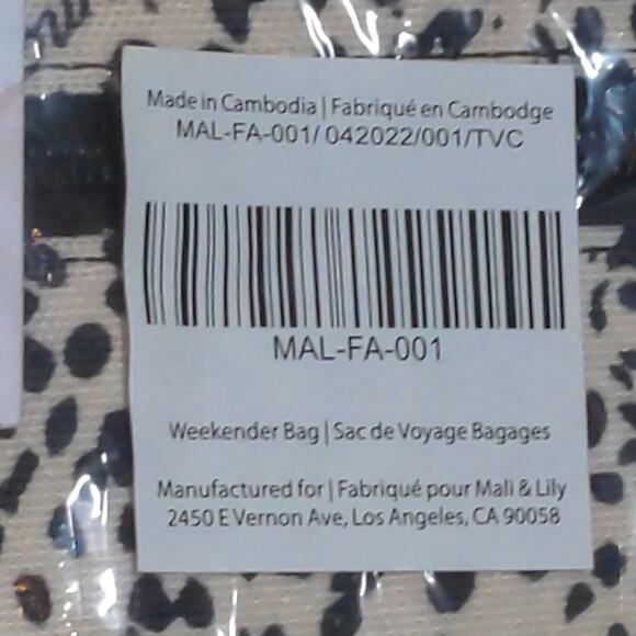 Mali & Lili Weekender Bag Cream Black Spotted Leopard Animal Overnight Strap New - Picture 5 of 5